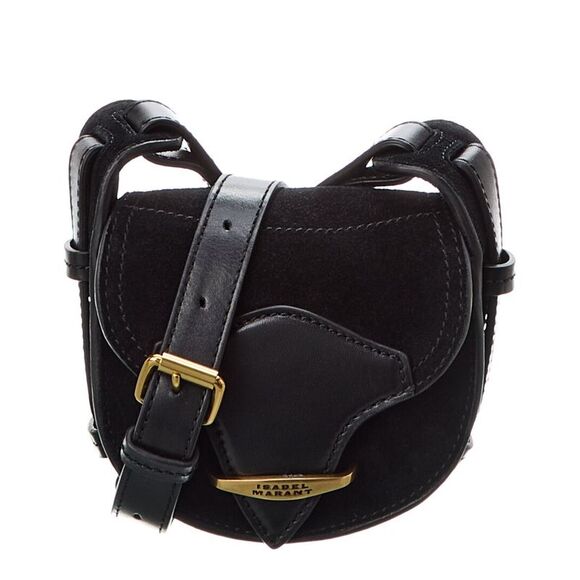 Isabel Marant Botsy Mini Suede & Leather Shoulder Bag, Black - Picture 1 of 4
